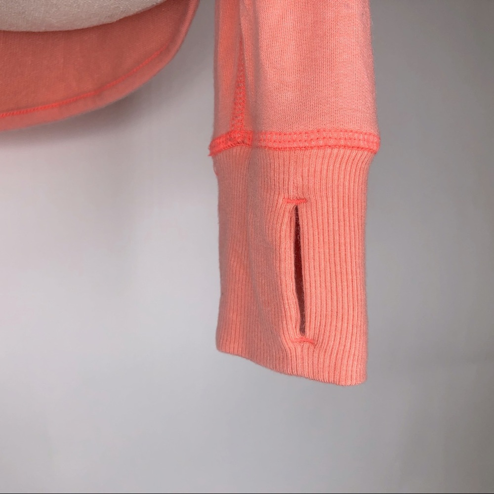 ATHLETA GIRL longsleeve coral tee w/thumb hole cuffs & half-moon open ba… - Picture 5 of 8
